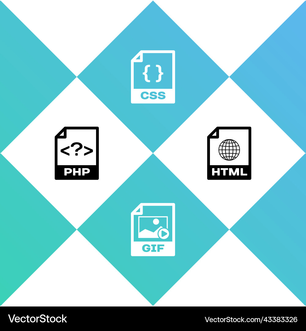 Set php file document gif css and html icon Set php file document gif css and html icon vector image