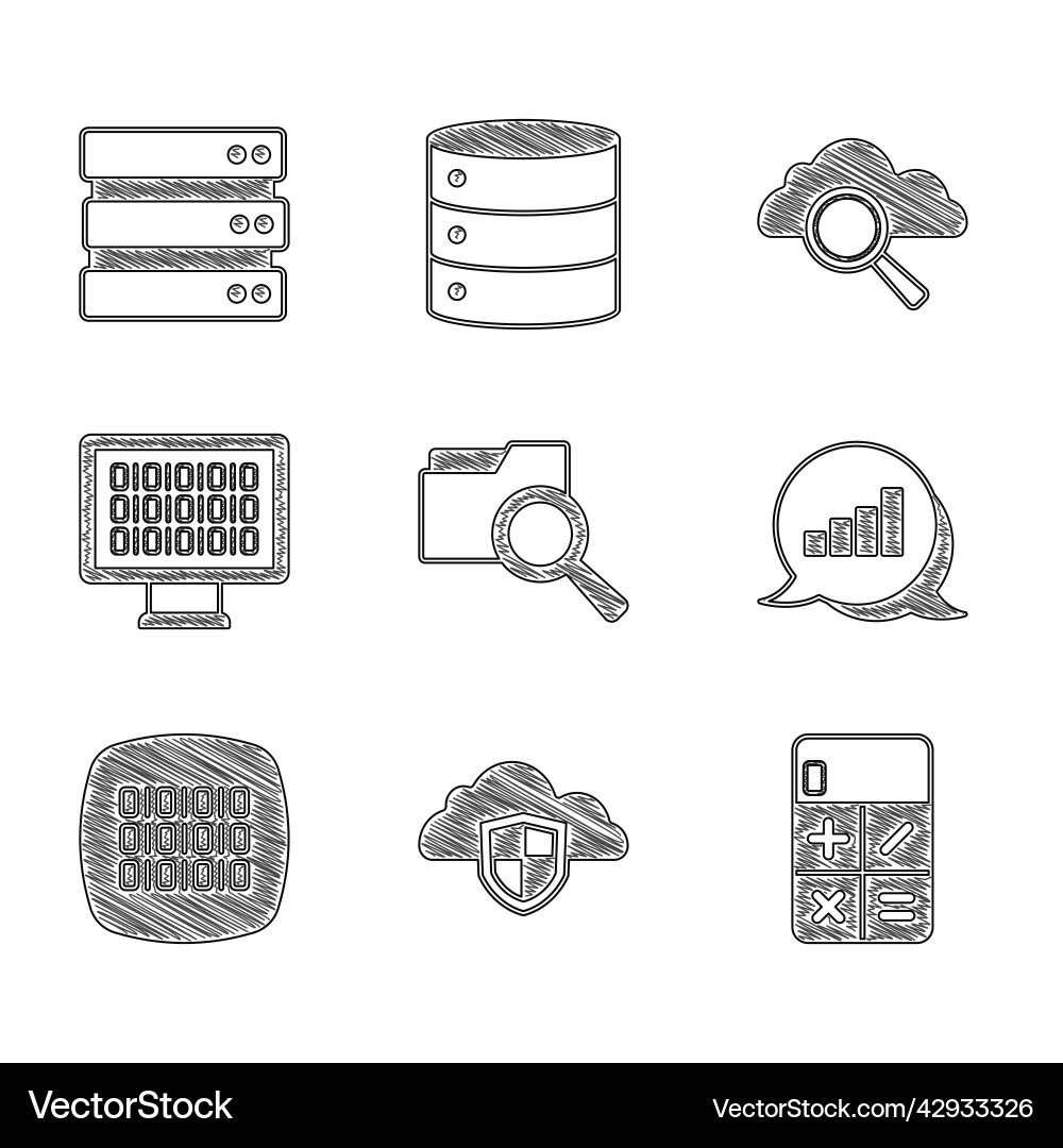 Set search with folder cloud and shield Set search with folder cloud and shield vector image