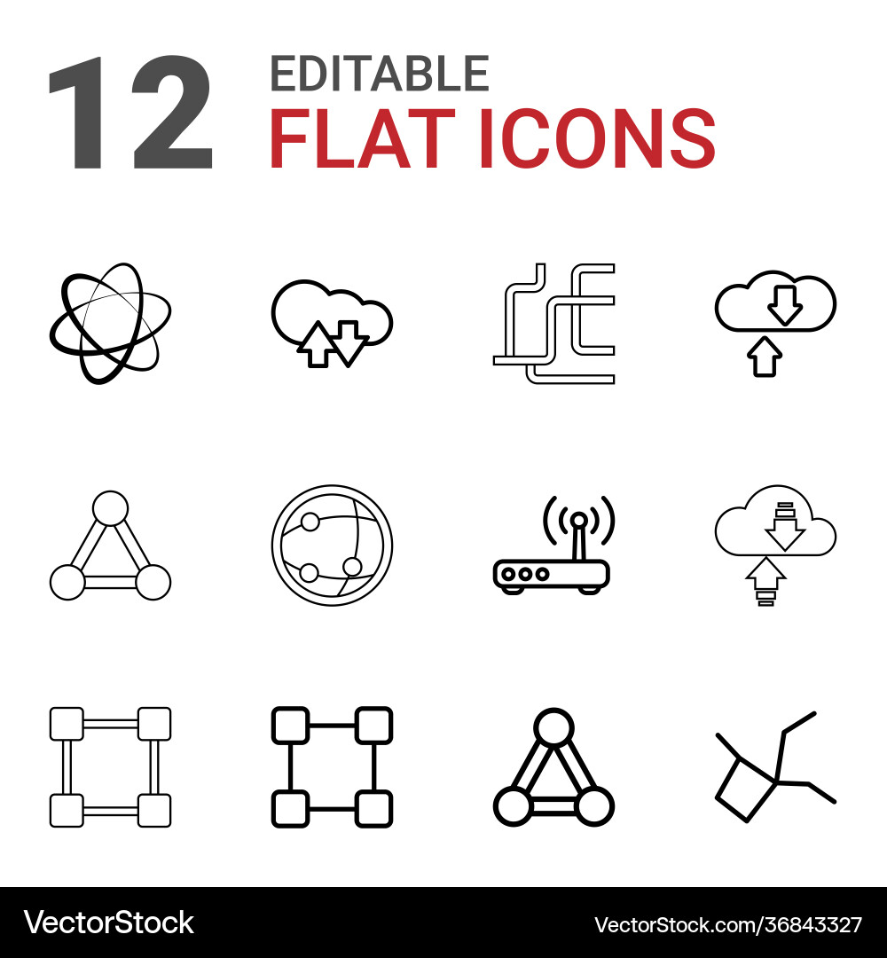 12 networking icons Vector Image