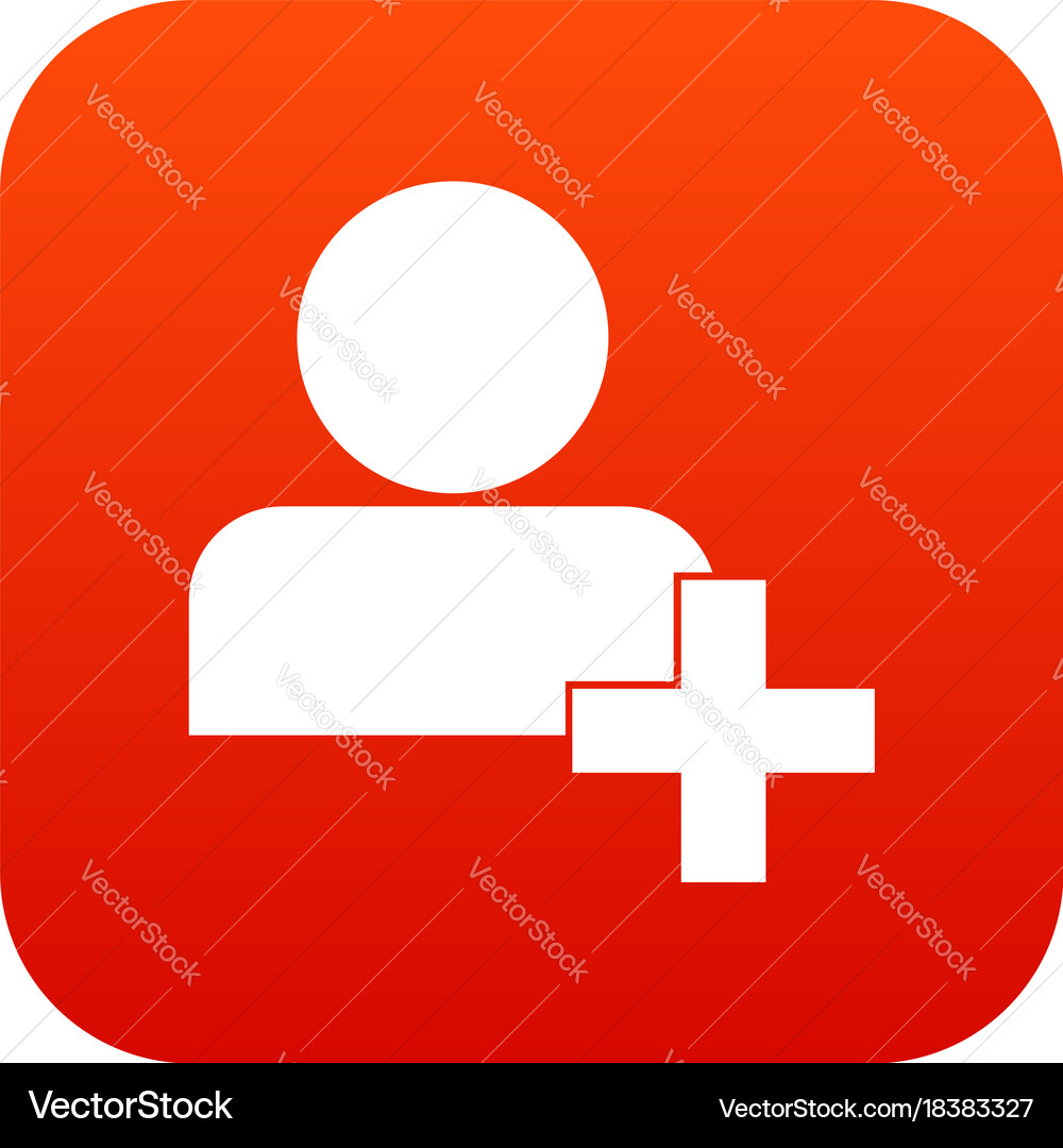 Add new user account icon digital red Vector Image