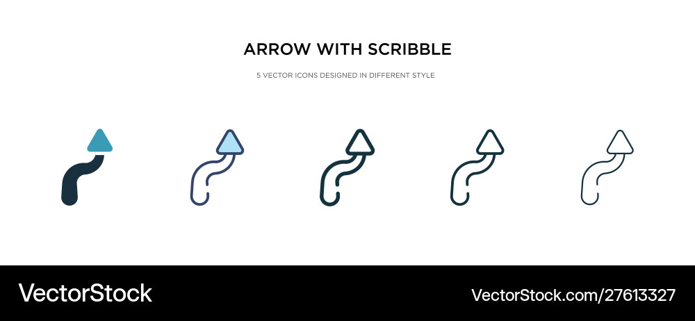 Arrow with scribble icon in different style two vector image