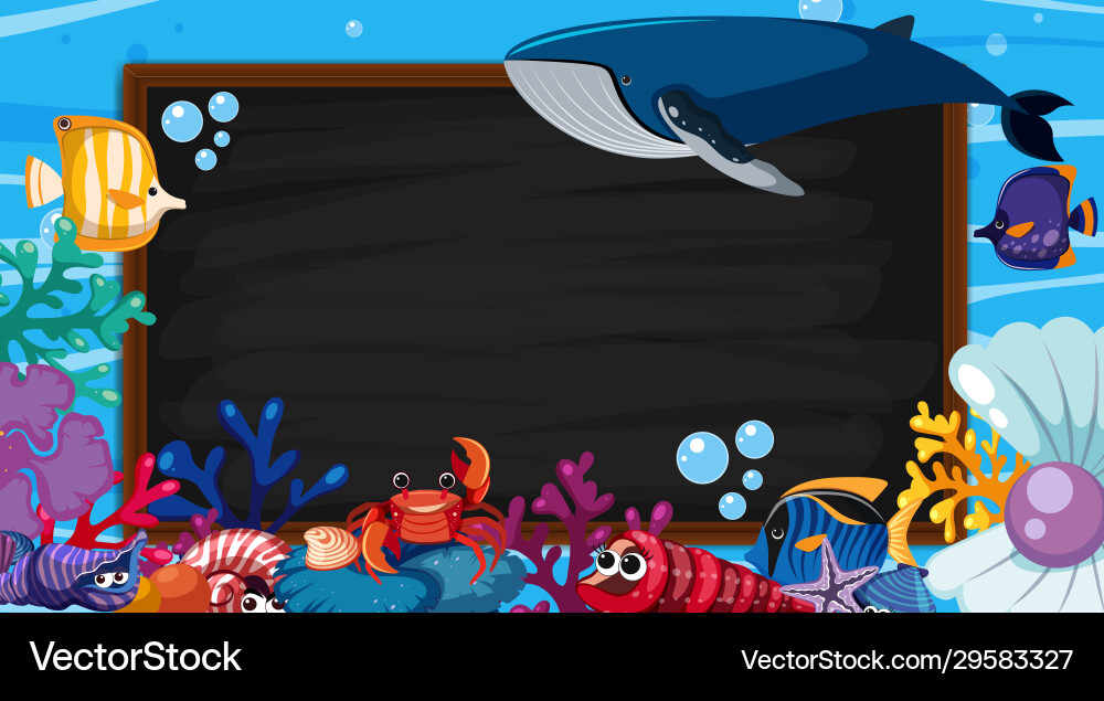 Border template with ocean theme in background Vector Image
