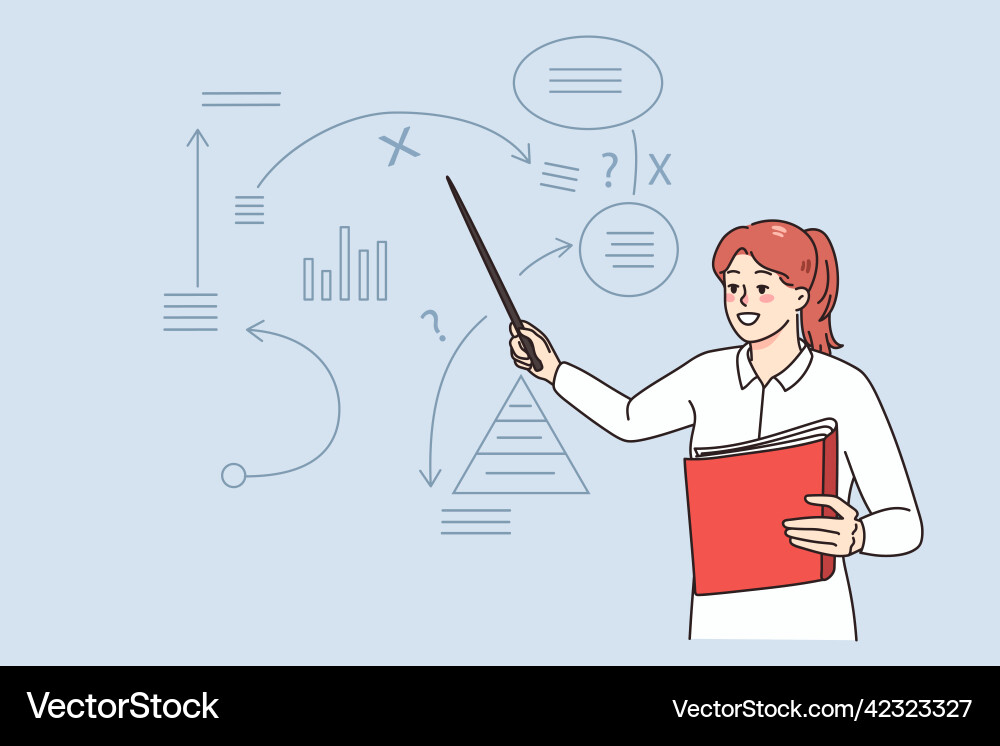 Businesswoman präsentiert Geschäftsstrategie Businesswoman präsentiert Geschäftsstrategie vektorbild