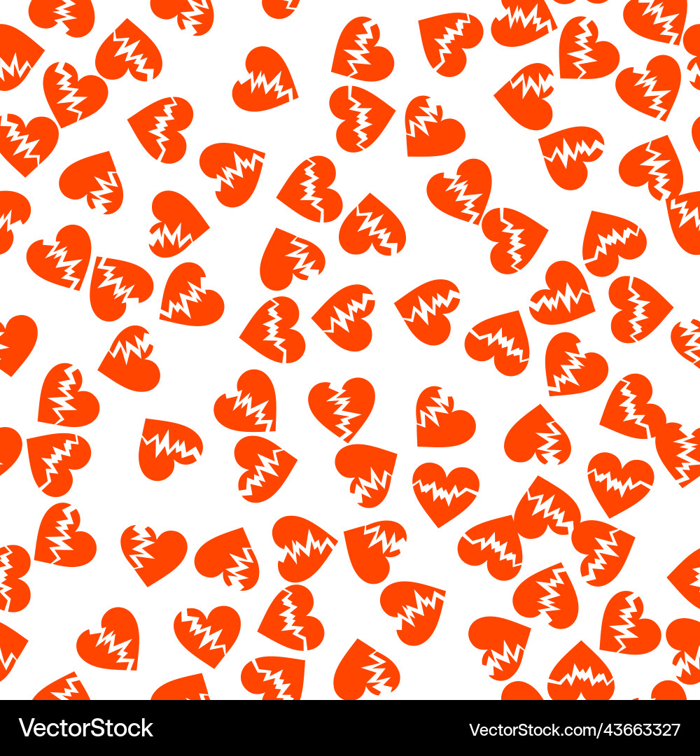 Cracked hearts seamless pattern Cracked hearts seamless pattern vector image
