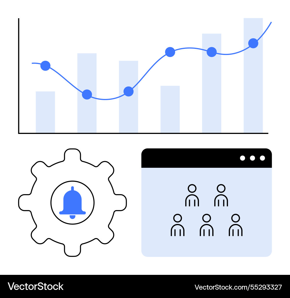 Data analytics chart with growth line vector image