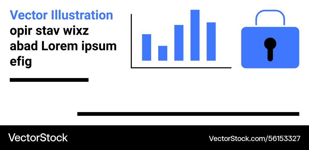 Data security concept with bar chart and padlock vector image