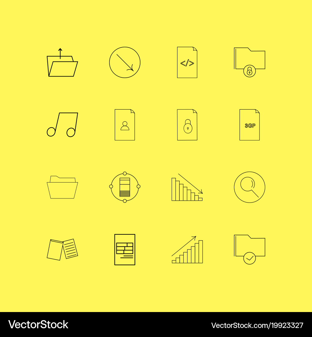 Files and folders linear icon set simple outline vector image