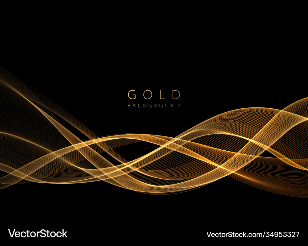 Golden Wavy Flow Element Vector Image