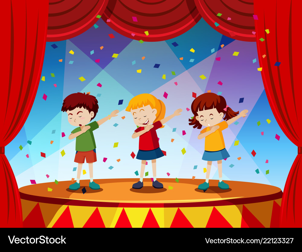 Group of children perform on stage vector image