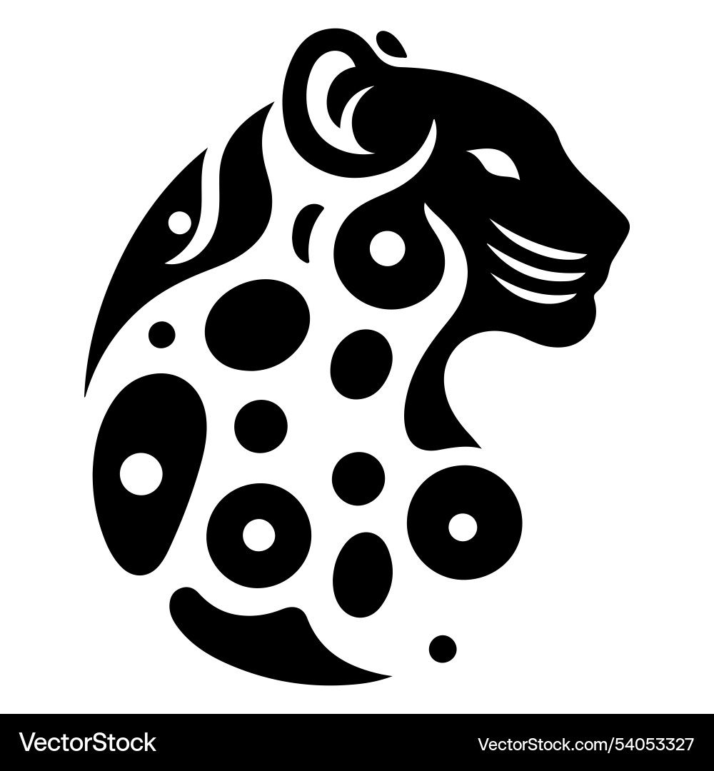 Minimalist leopard head design with dot pattern Vector Image