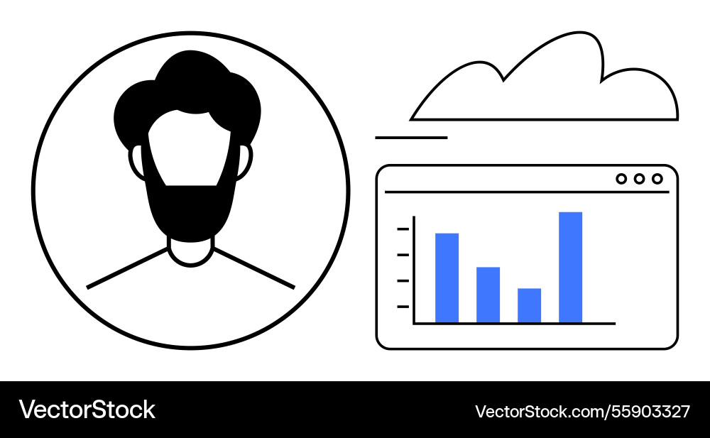 Profile icon with cloud data analytics and bar Profile icon with cloud data analytics and bar vector image