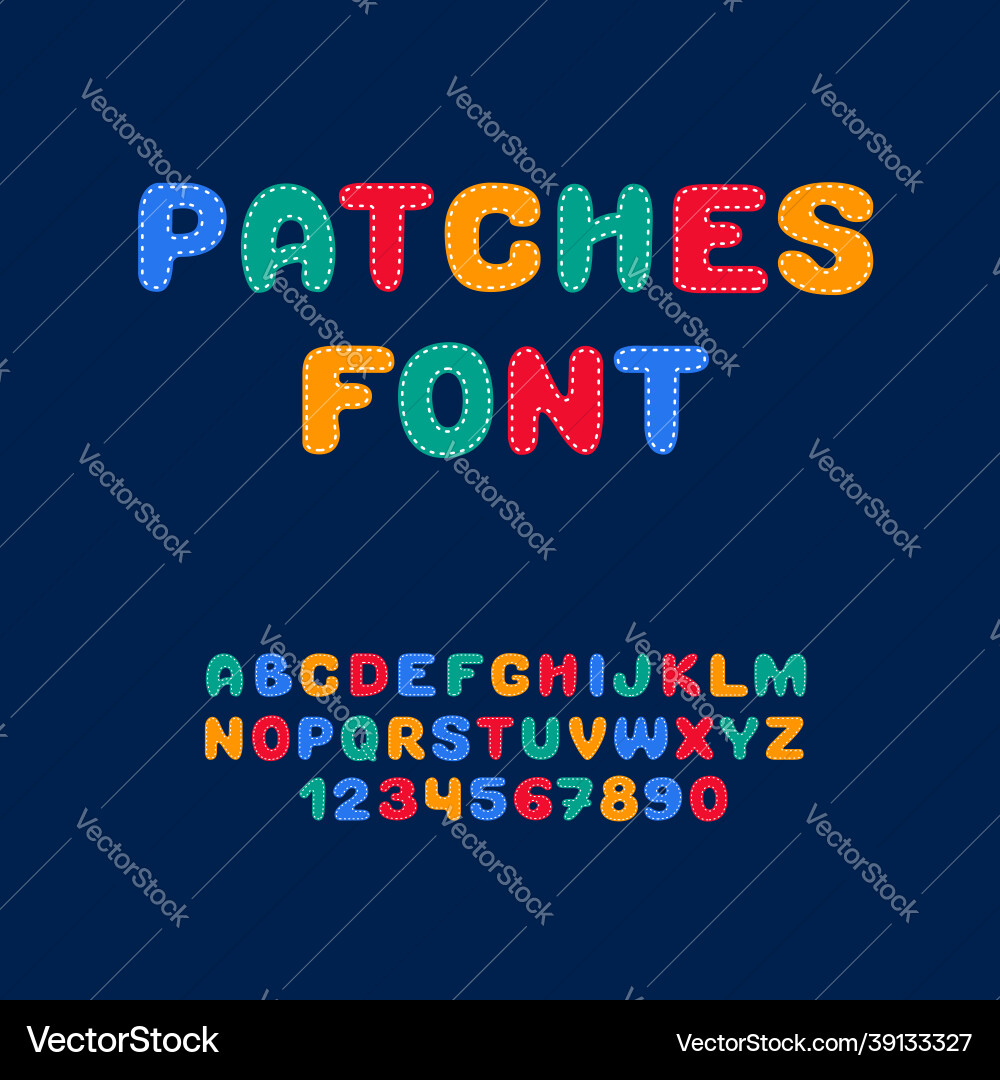 Retro Patchwork Font Vector Image
