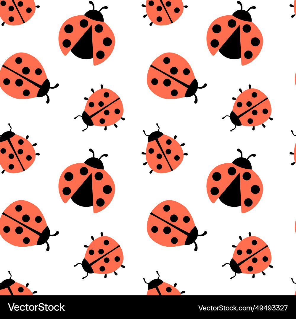 Seamless hand drawn pattern with ladybug Vector Image