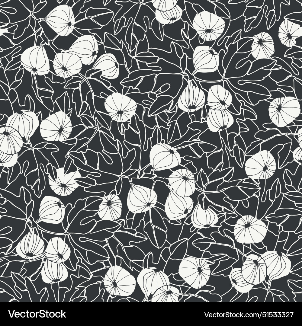 Seamless pattern fig tree branches with fruit Seamless pattern fig tree branches with fruit vector image