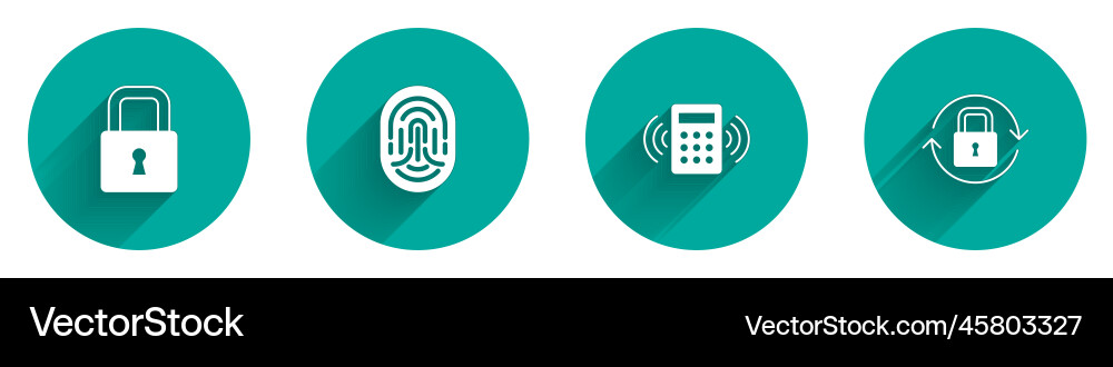 Set lock fingerprint security keypad access Set lock fingerprint security keypad access vector image