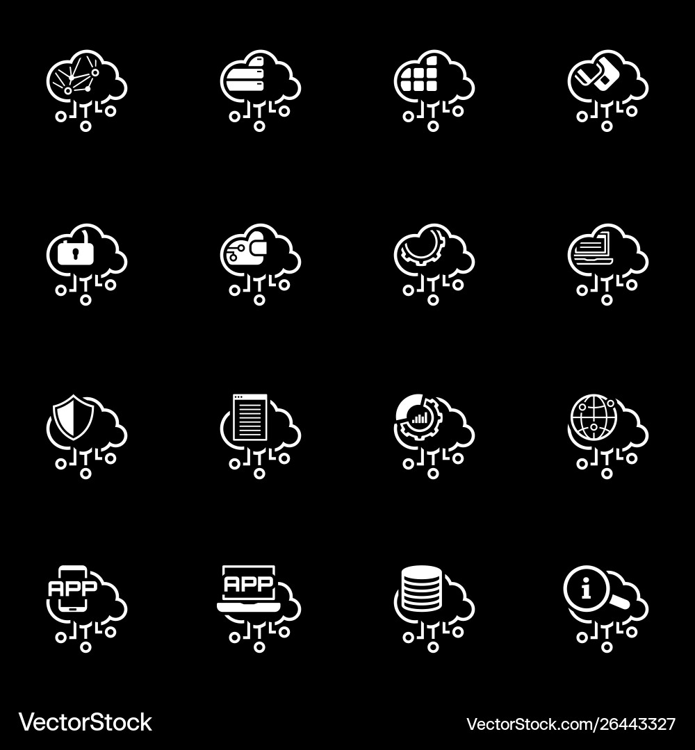 Simple set cloud computing related line icons Simple set cloud computing related line icons vector image