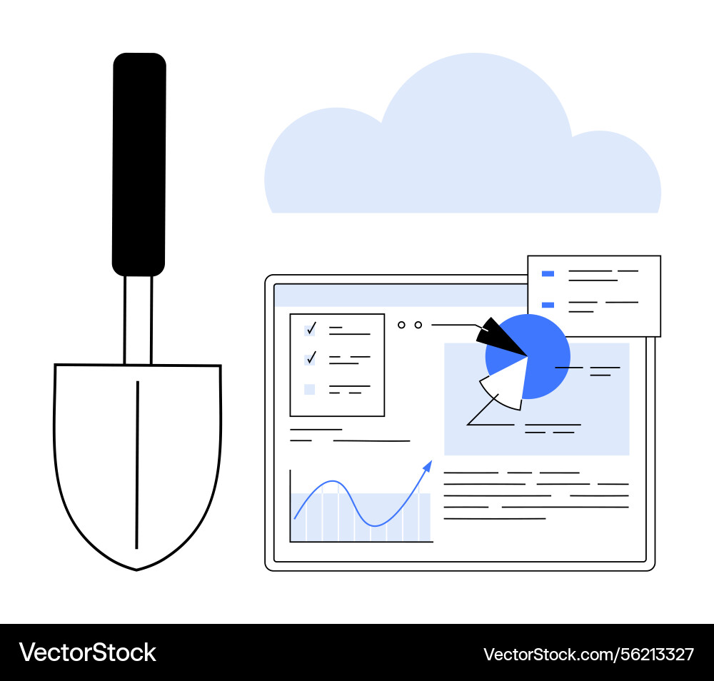 Tools and data visualization with cloud Tools and data visualization with cloud vector image