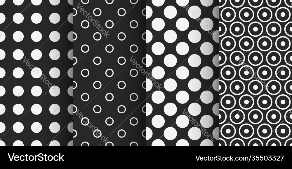 Two color dotted seamless patterns in set Vector Image