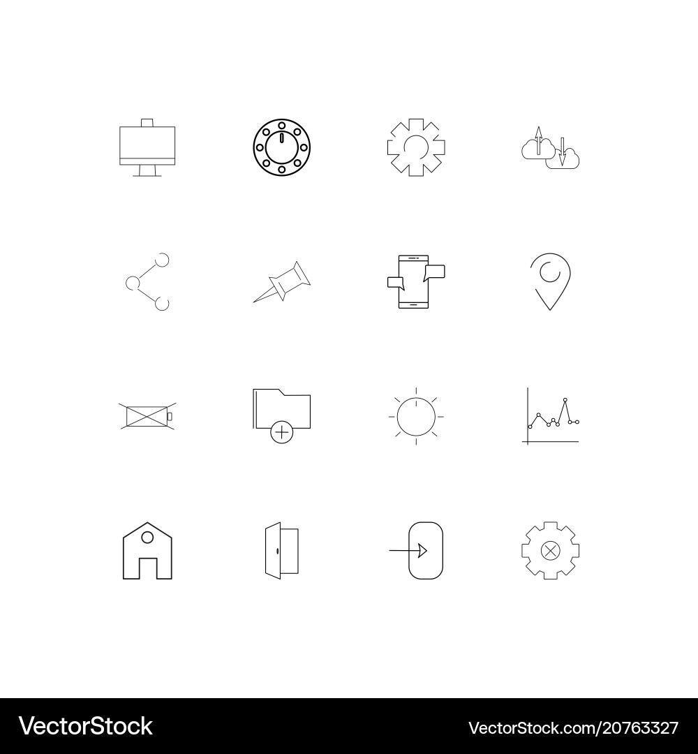 User interface linear thin icons set outlined vector image