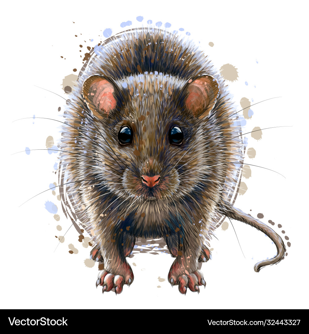 Wasserfarbe Maus Porträt - Niedliche Rodent Art Vektorbild