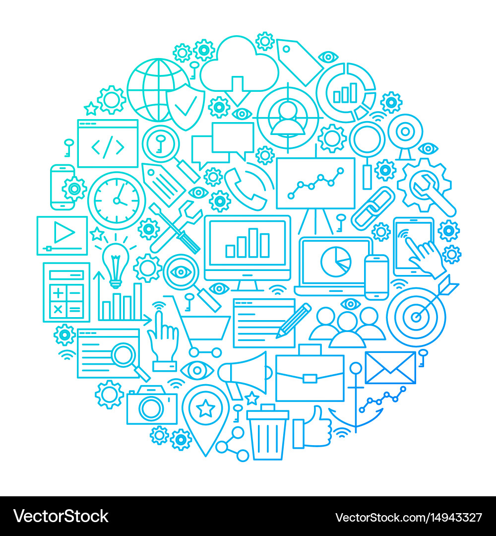 Web Development Icon Set Vector Image