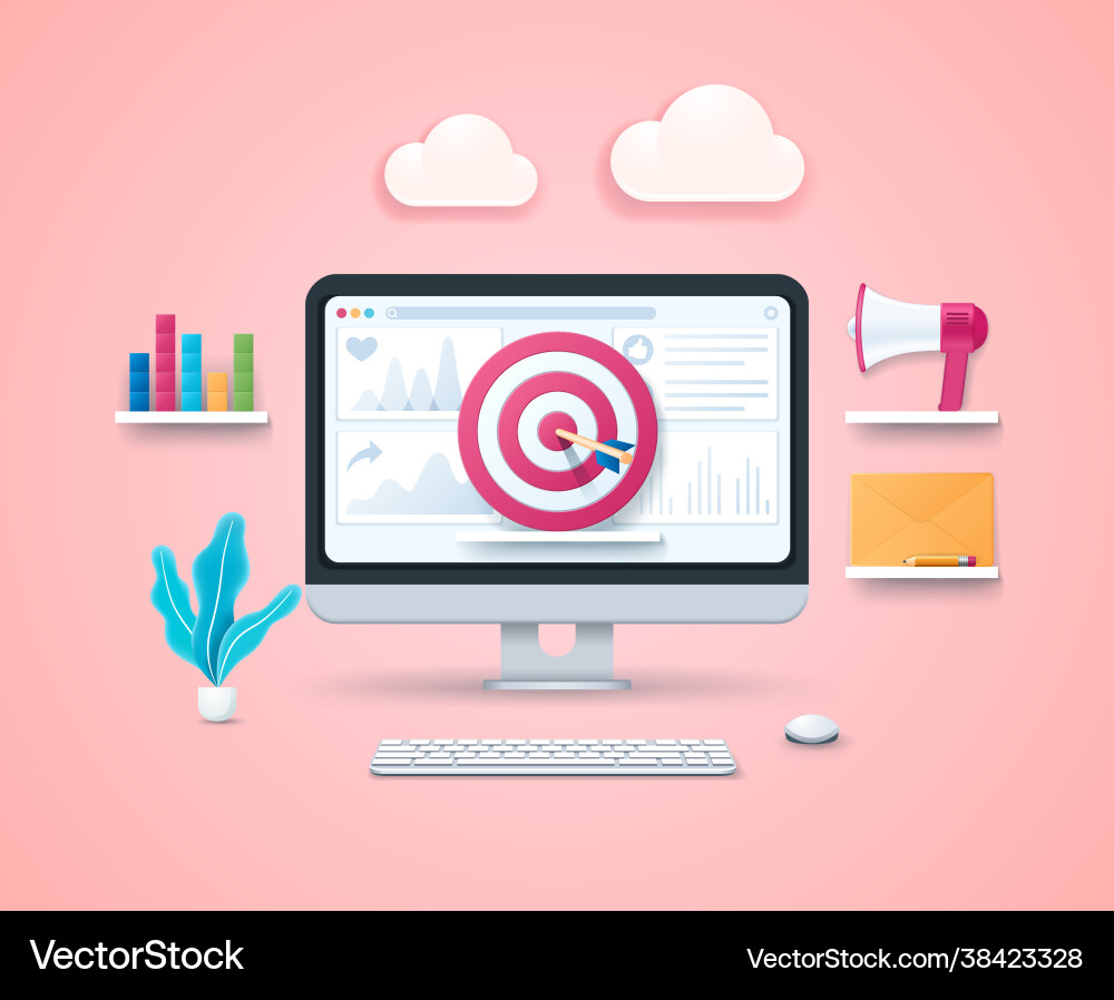 Ad targeting concept in 3d style Ad targeting concept in 3d style vector image