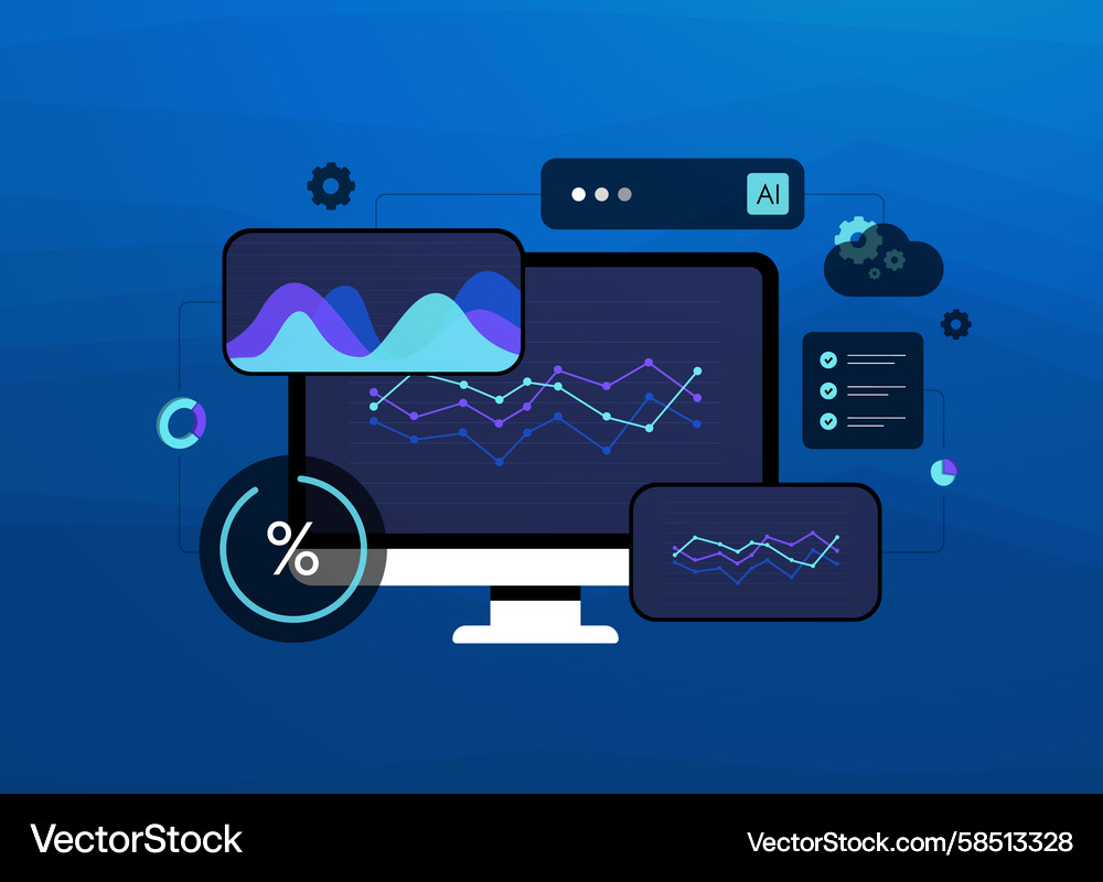 AI Business Analytics Dashboard Vector Image