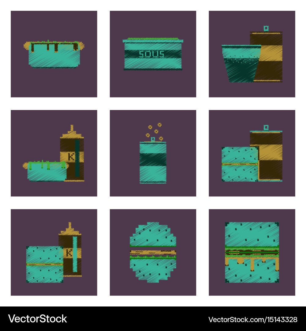 Assembly of flat shading style pixel icon fast vector image