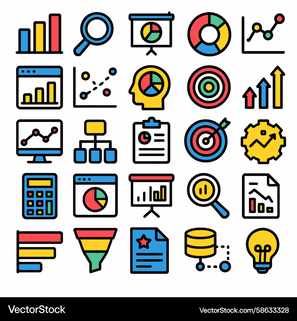 Business Analytics Icon Set - Data Visualization Vector Image