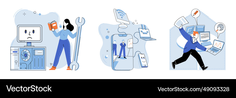 Computer troubleshooting Computer troubleshooting vector image