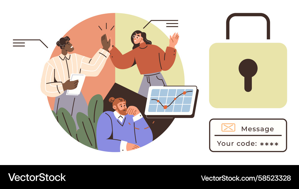 Data Analysis & Secure Teamwork Vector Image