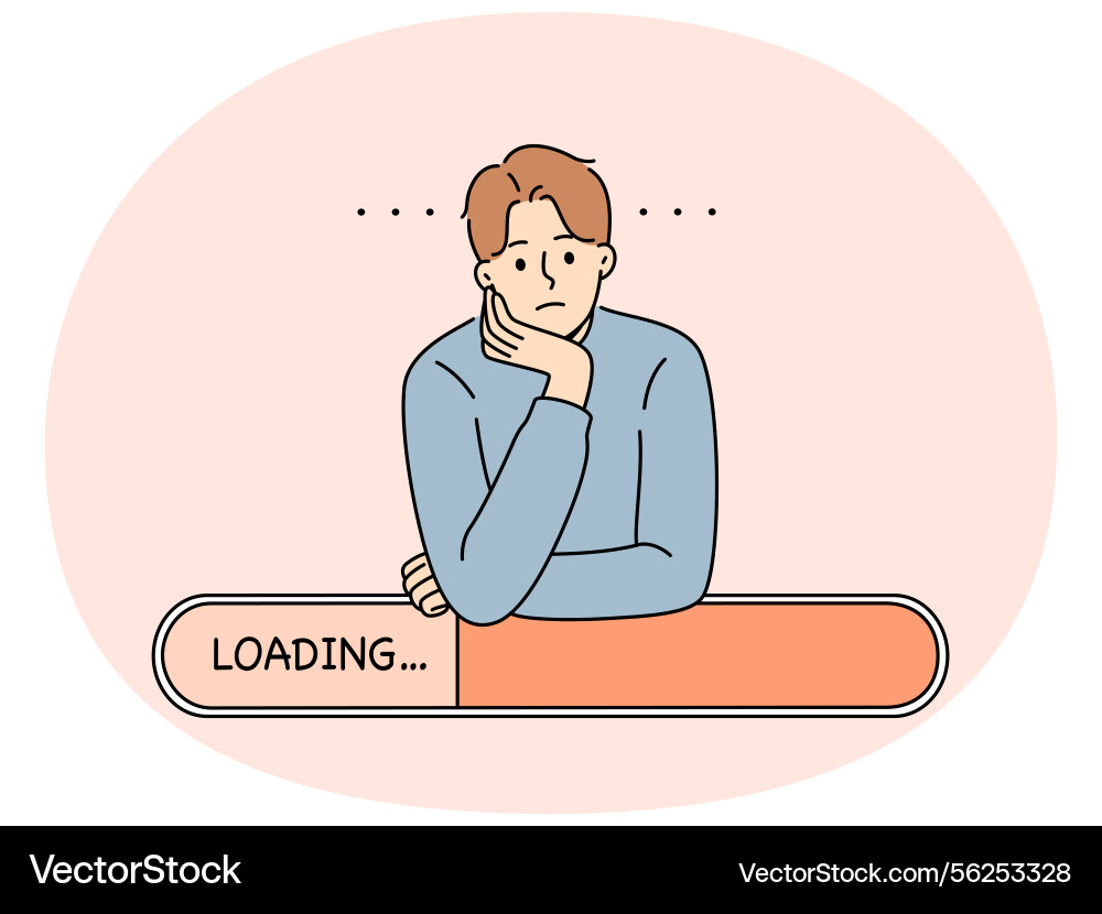 Man is experiencing problems due to poor internet Man is experiencing problems due to poor internet vector image