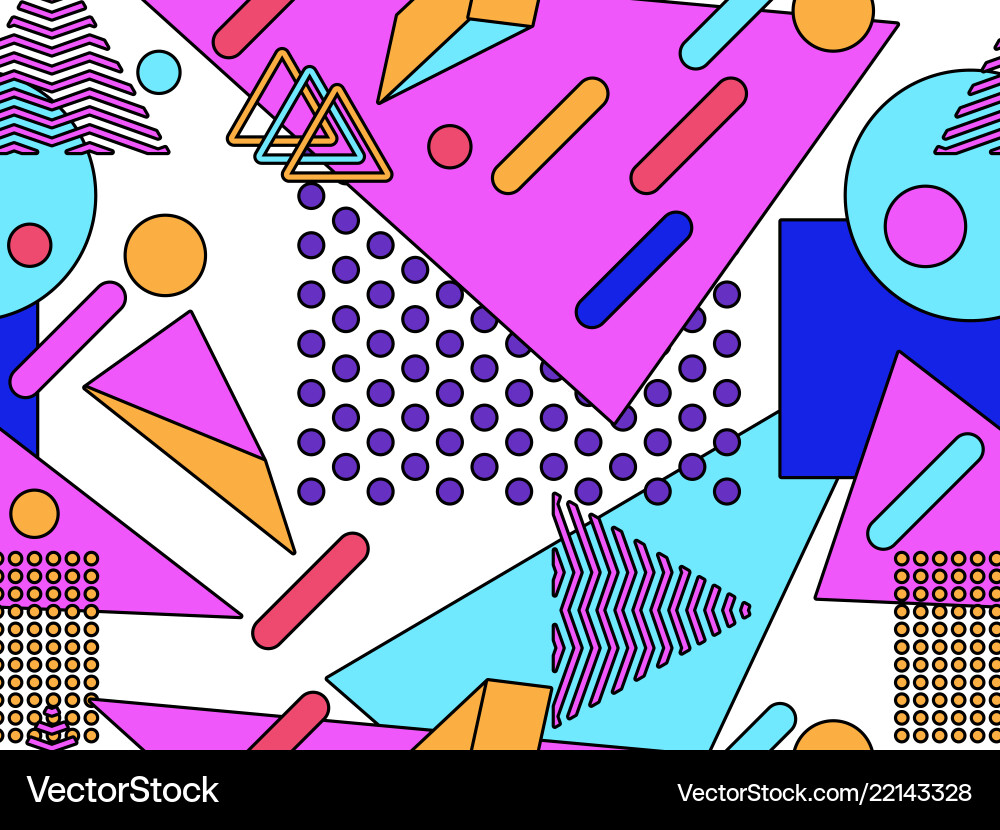 Memphis seamless pattern geometric objects Memphis seamless pattern geometric objects Vector Image