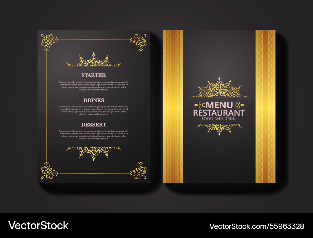 Menu layout with ornamental elements Vector Image