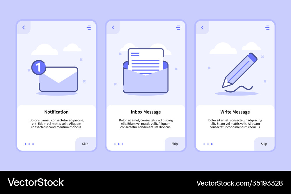 Notification inbox message write Notification inbox message write vector image
