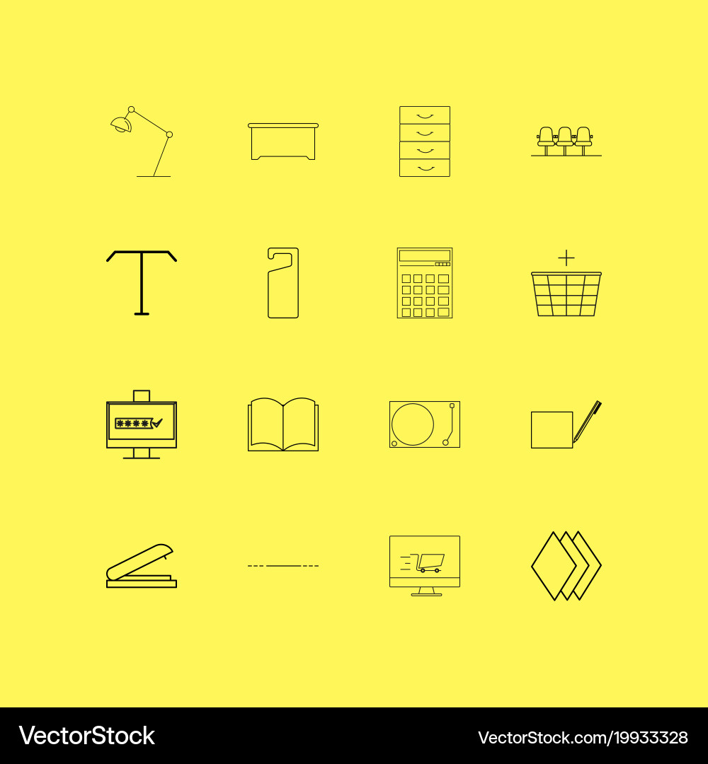 Office linear icon set simple outline icons Vector Image