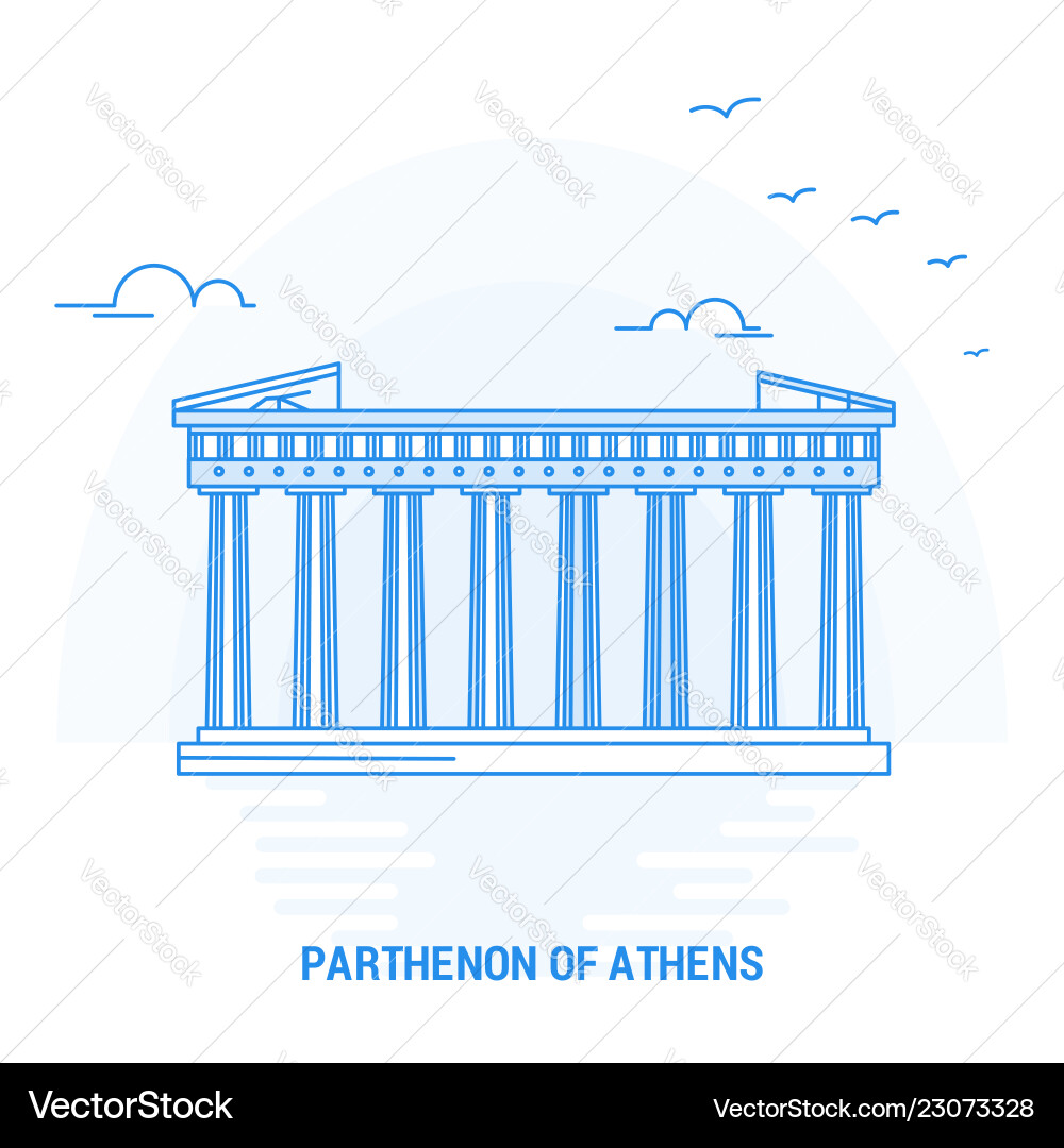 Parthenon von athens blue landmark kreativ Parthenon von athens blue landmark kreativ vektorbild