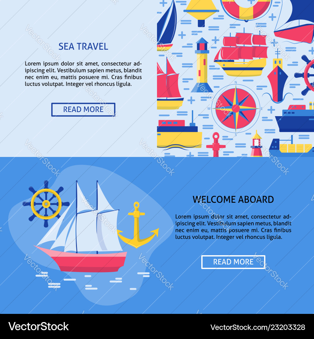 Sea Travel Konzept Banner Vorlagen mit Platz Sea Travel Konzept Banner Vorlagen mit Platz vektorbild