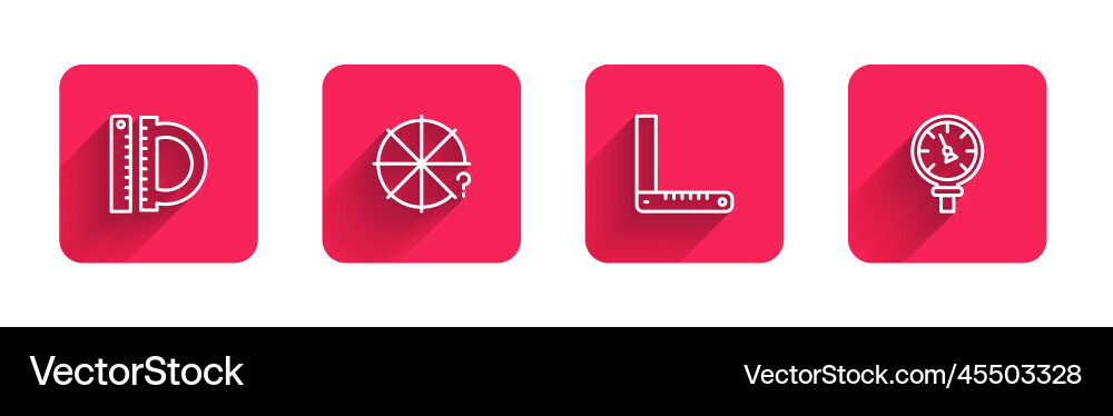 Set line protractor and ruler circle of pieces Set line protractor and ruler circle of pieces vector image
