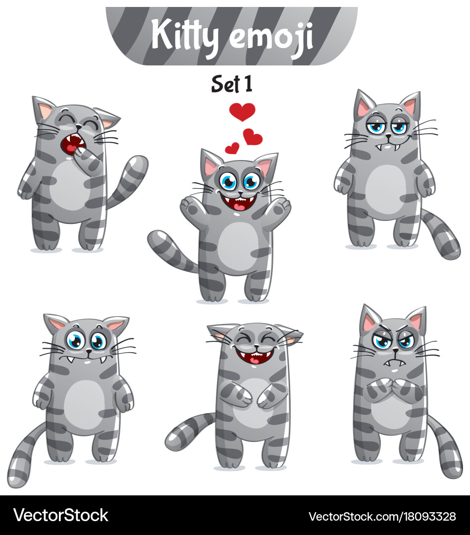 Set of tabby cat characters 1 vector image