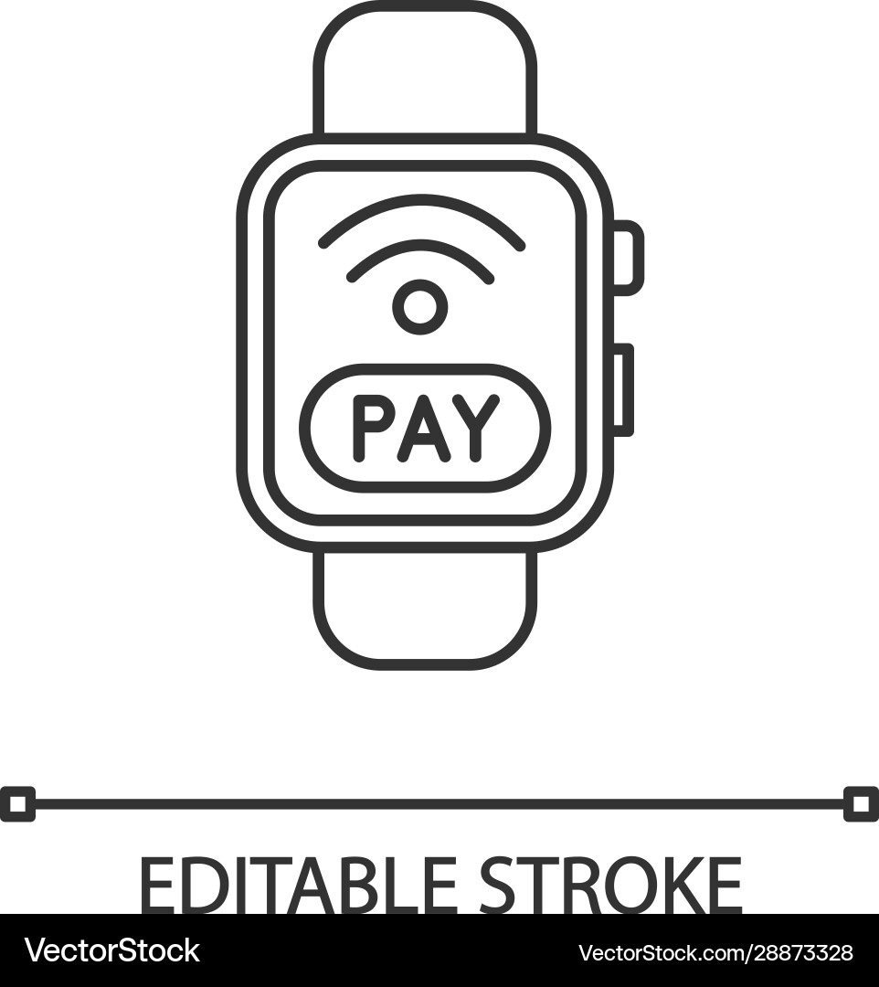 Smartwatch nfc Zahlung lineares Symbol Smartwatch nfc Zahlung lineares Symbol vektorbild