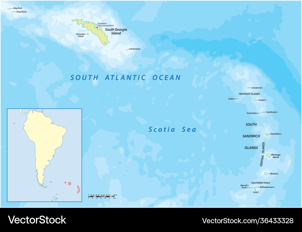 South georgia and sandwich islands map South georgia and sandwich islands map vector image