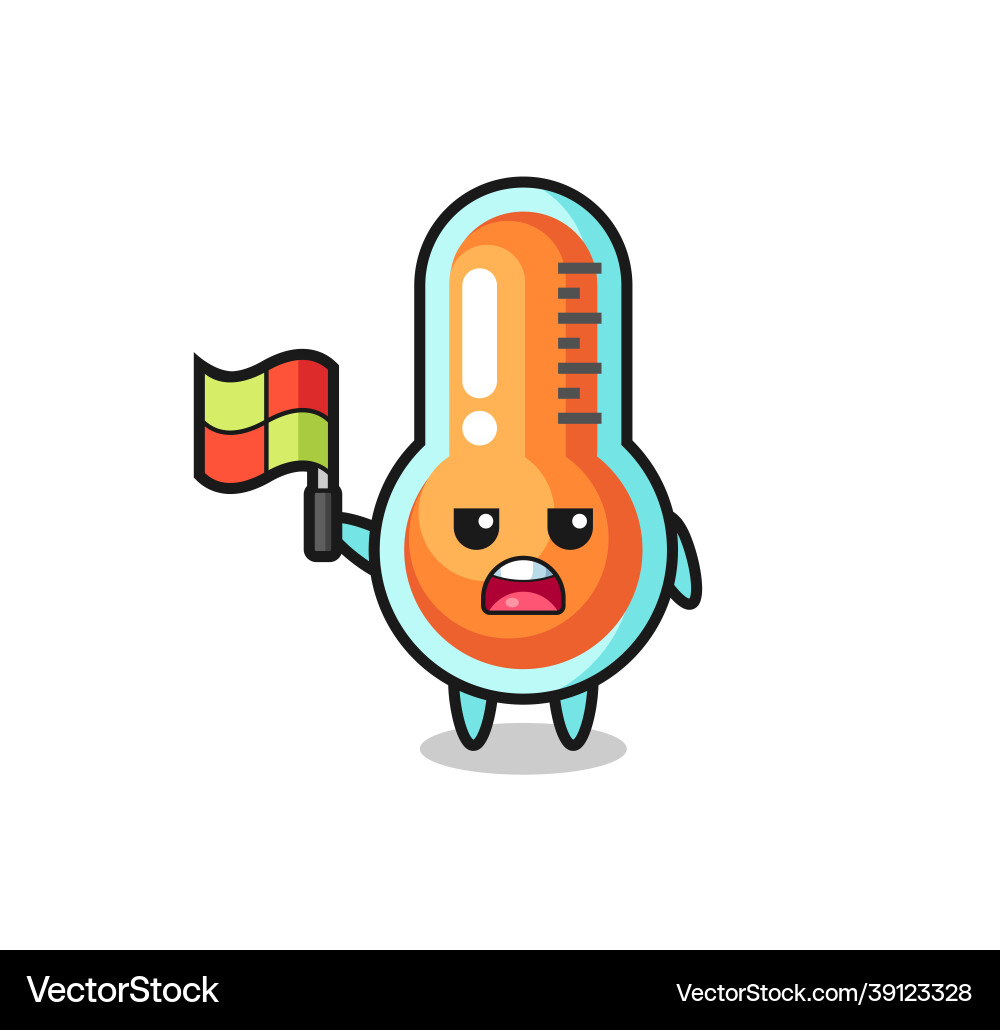 Thermometer character as line judge putting Thermometer character as line judge putting vector image