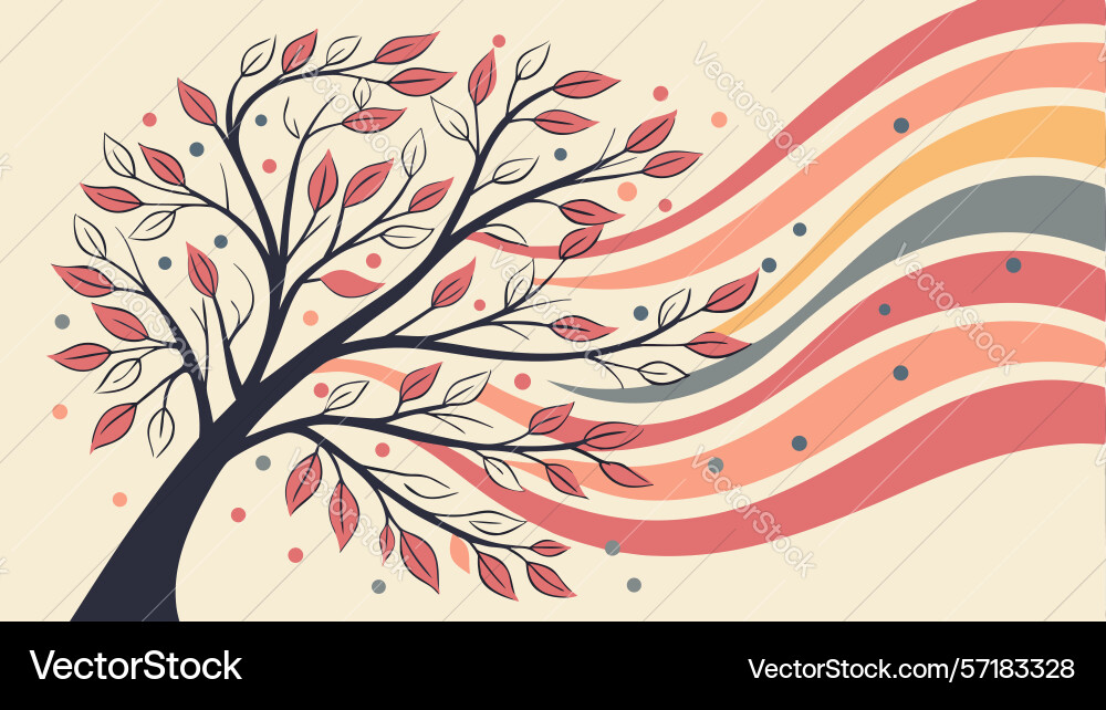 Tree with wavy branches abstract nature design vector image