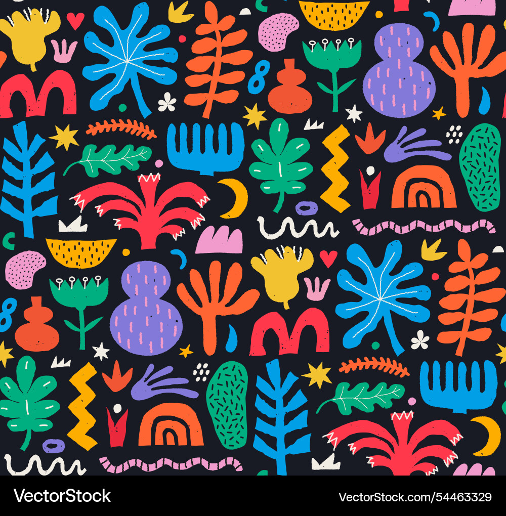 Abstract seamless pattern with various shapes Vector Image