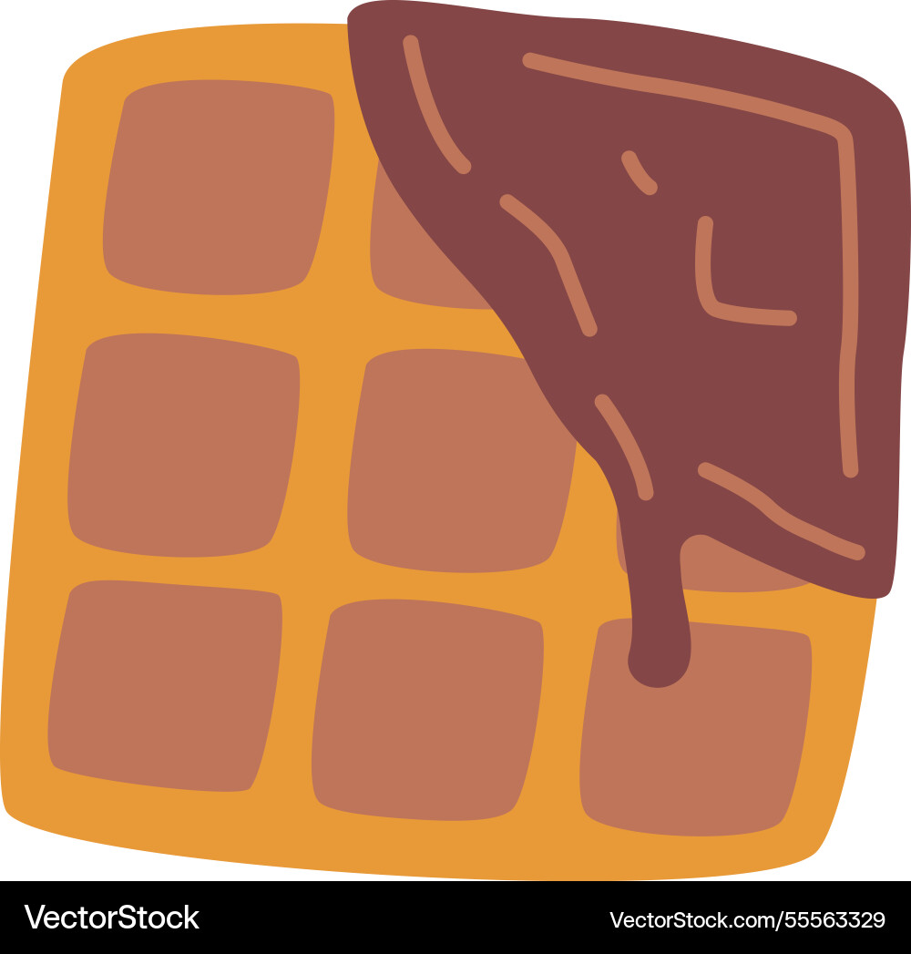 Belgian waffle with melting chocolate Vector Image