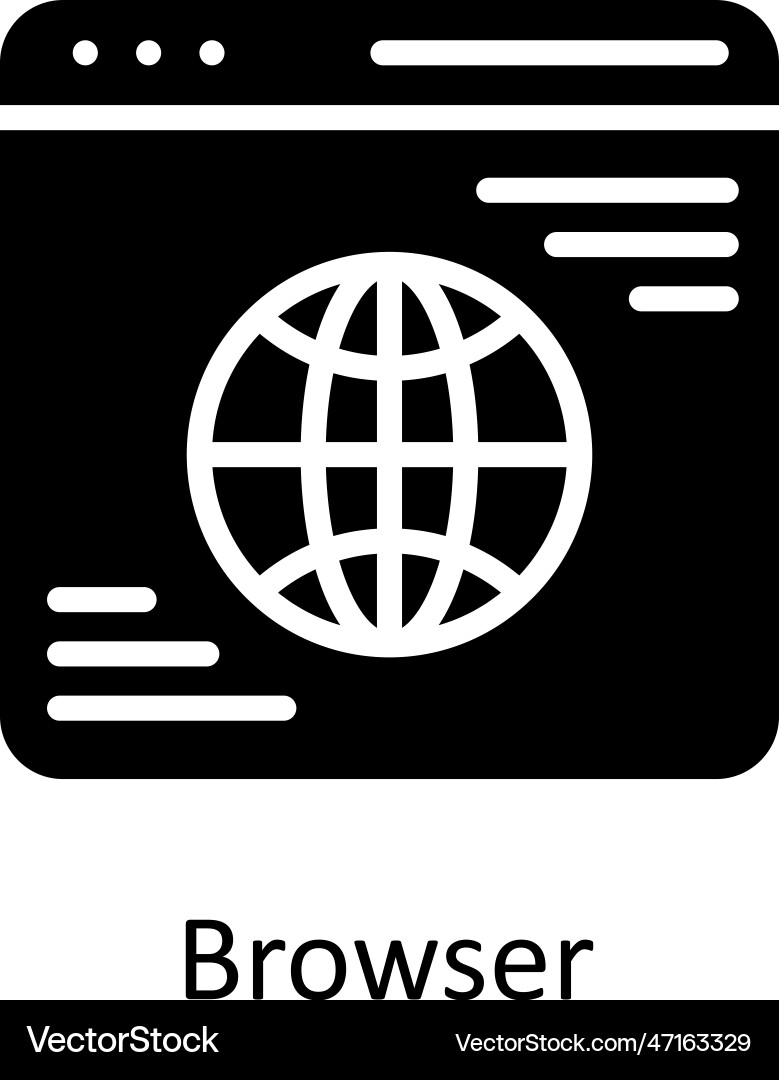 Browser solid icon design vector image