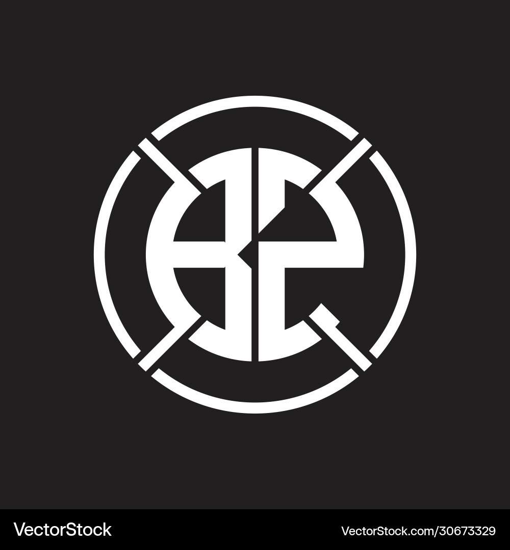 Bz logo monogram with four part circle slash Vector Image