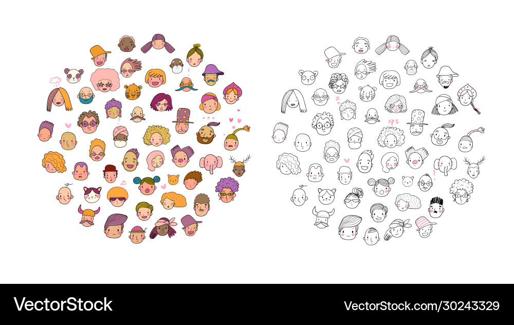 Faces Pattern - Diverse People Icons vector image
