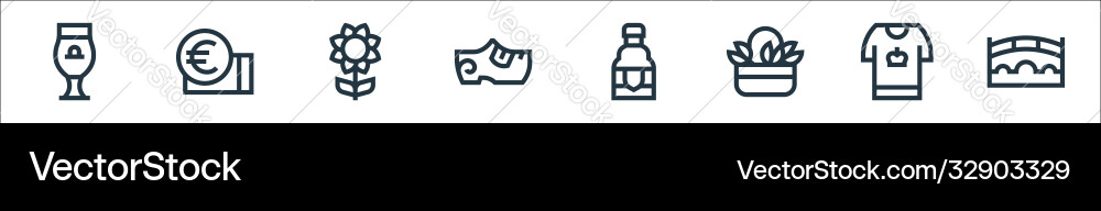 Holland line icons linear set quality Holland line icons linear set quality vector image